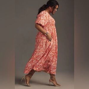 By Anthropologie Smocked Babydoll Midi Dress